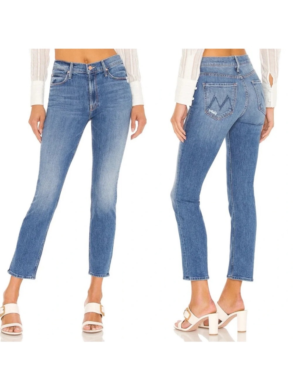 Mother The Mid Rise Dazzler Ankle Jeans Cut & Paste Size 32